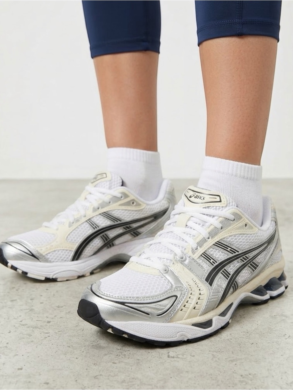 ASICS Gel-Kayano 14 White Midnight Silver Sneakers Shoes 1202A056-109 Sz 7